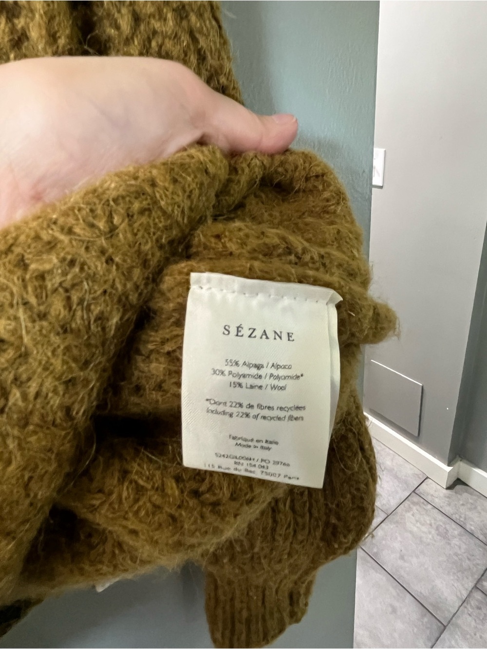 Sezane Emile Cardigan Olive Green - Picture 6 of 6